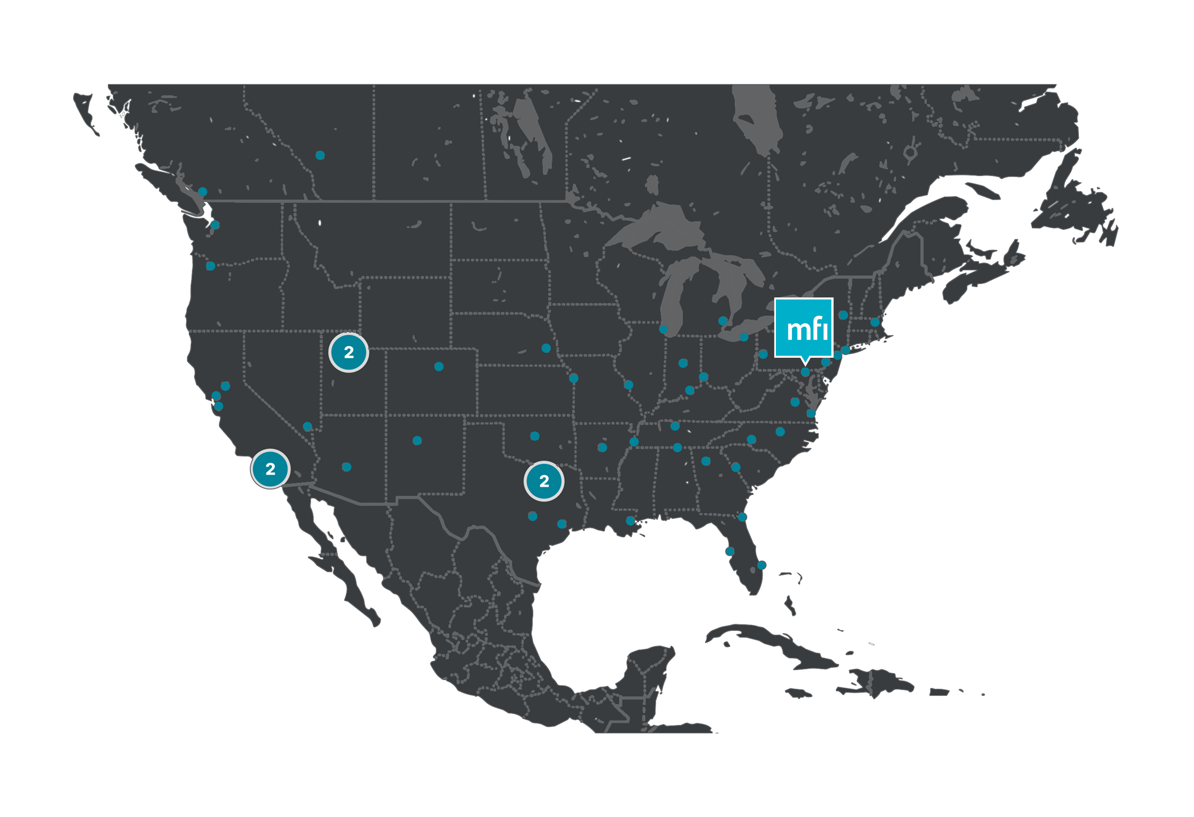 Map of XTeam national reach